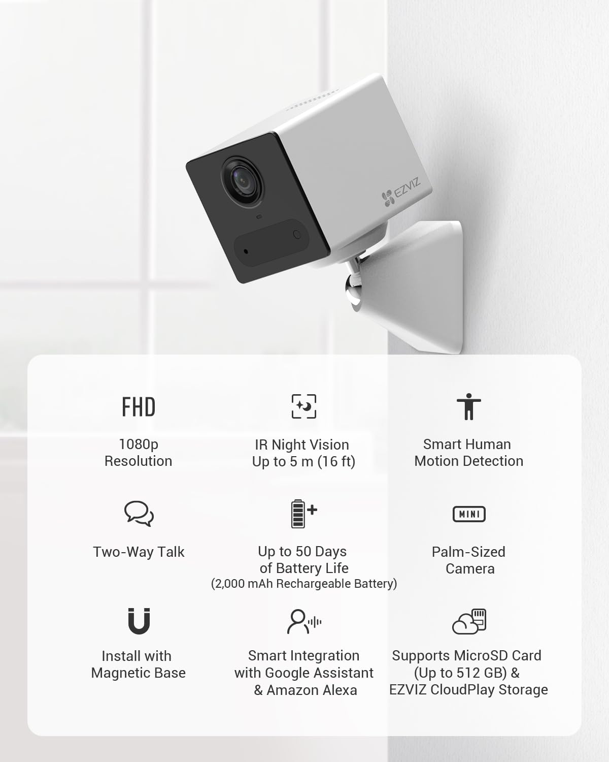 EZVIZ CB2 Wi-Fi Smart Home Battery Camera - White EZVIZ CB2 Wi-Fi Smart Home Battery Camera - White
